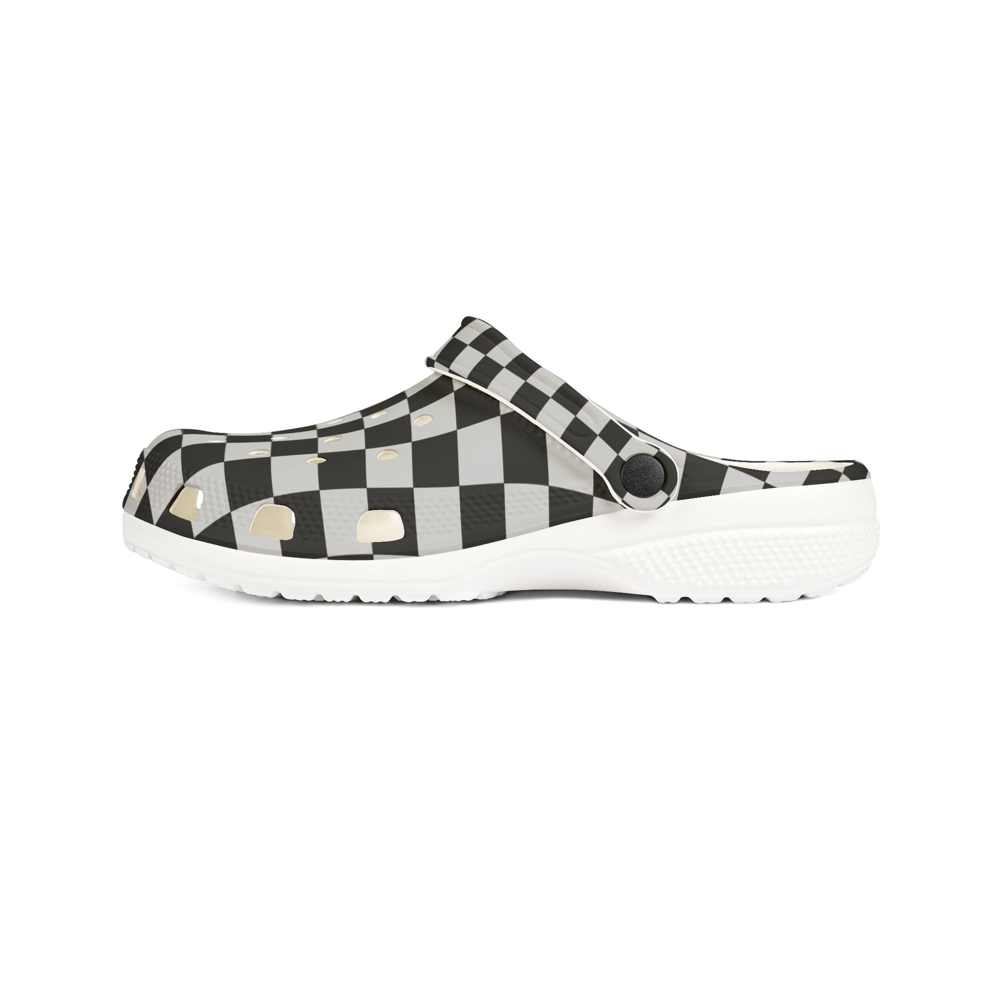 Checkerboard Dada Black and Light Gray EVA Foam Rubber Shoes (AOP), Artsulli - Art is Long, Life is Short, Shoes, , , , , , , 