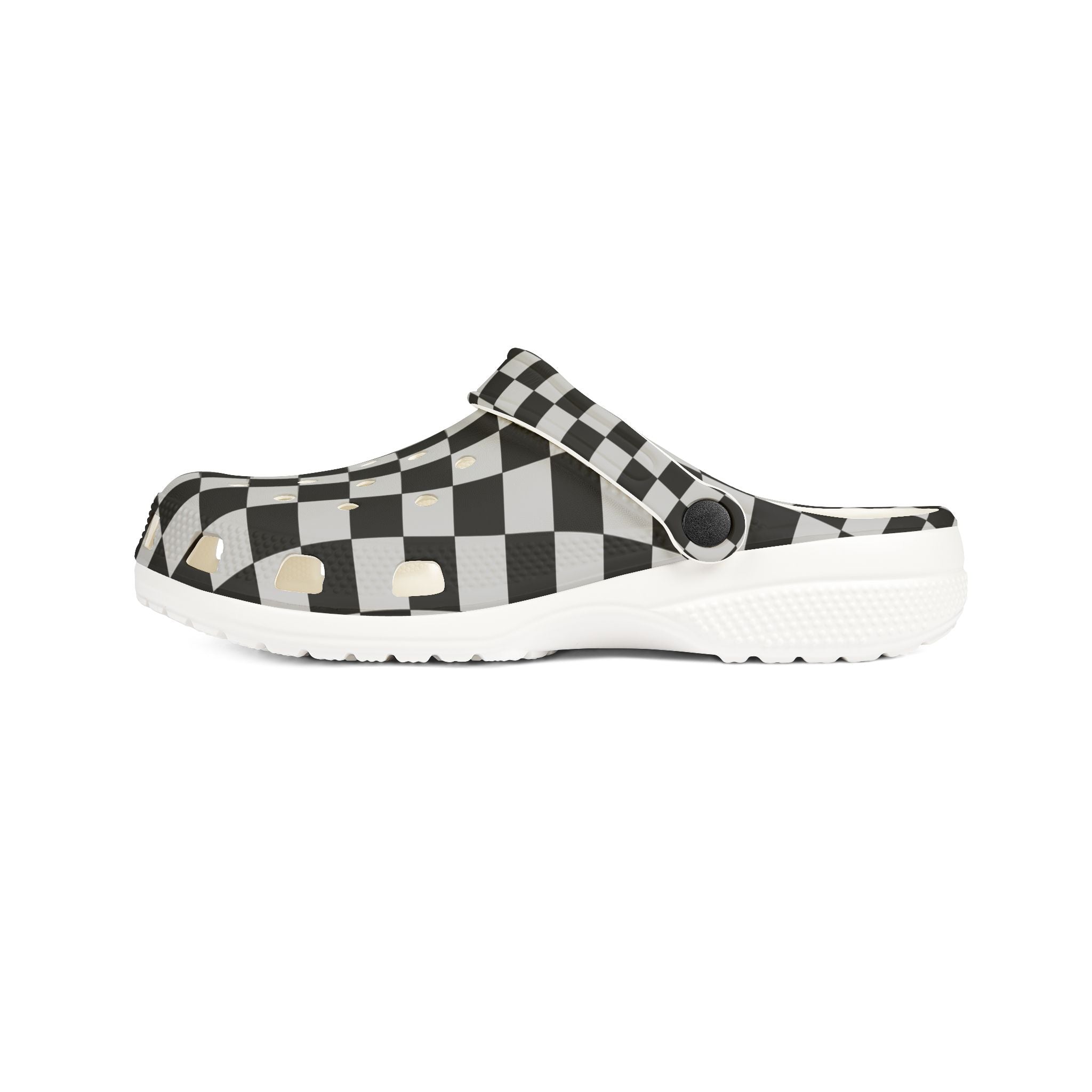 Checkerboard Dada Black and Light Gray EVA Foam Rubber Shoes (AOP), Artsulli - Art is Long, Life is Short, Shoes, , , , , , , 