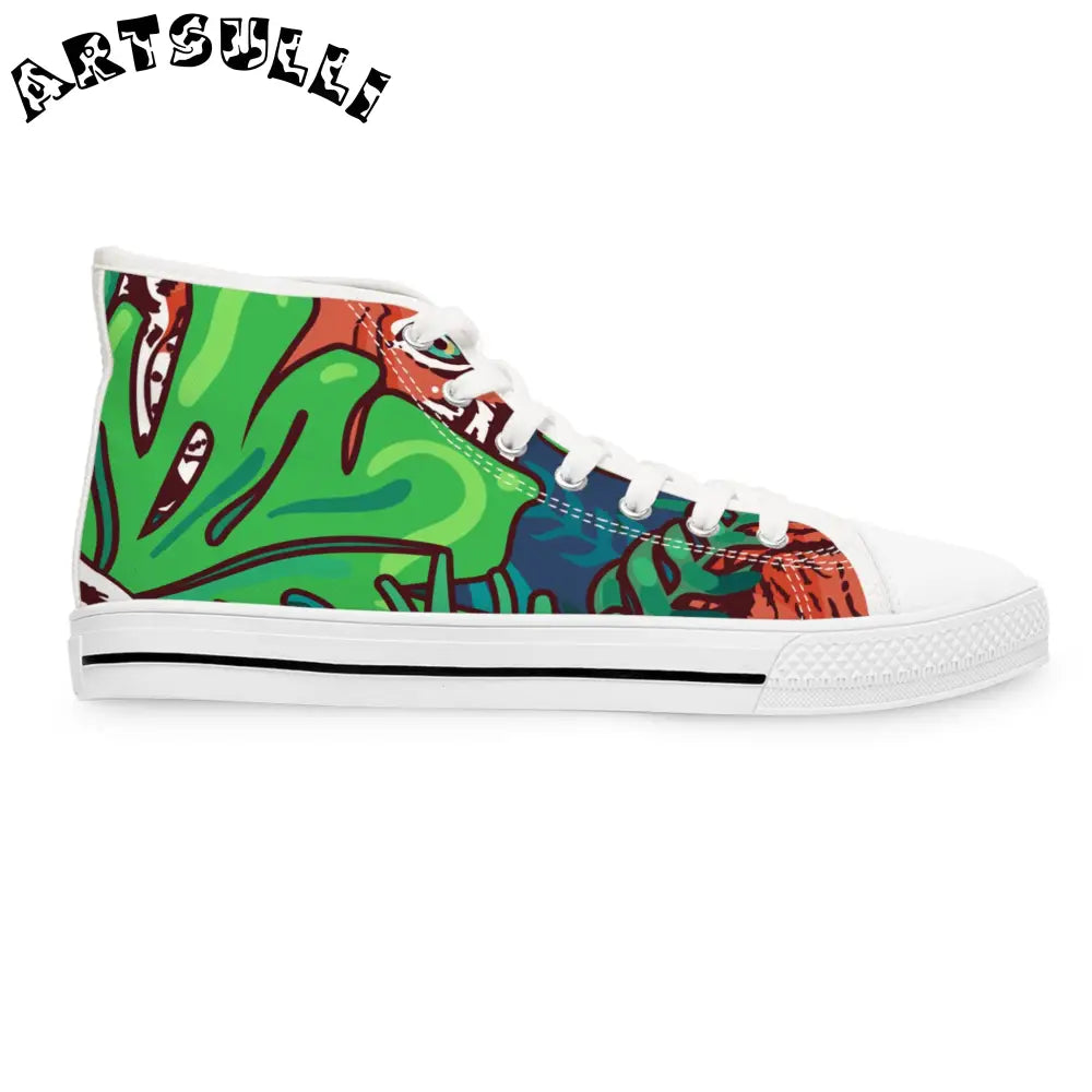JAKKOUTTHEBXX Tropical Jungle Tigers Green and Blue Women’s High Top