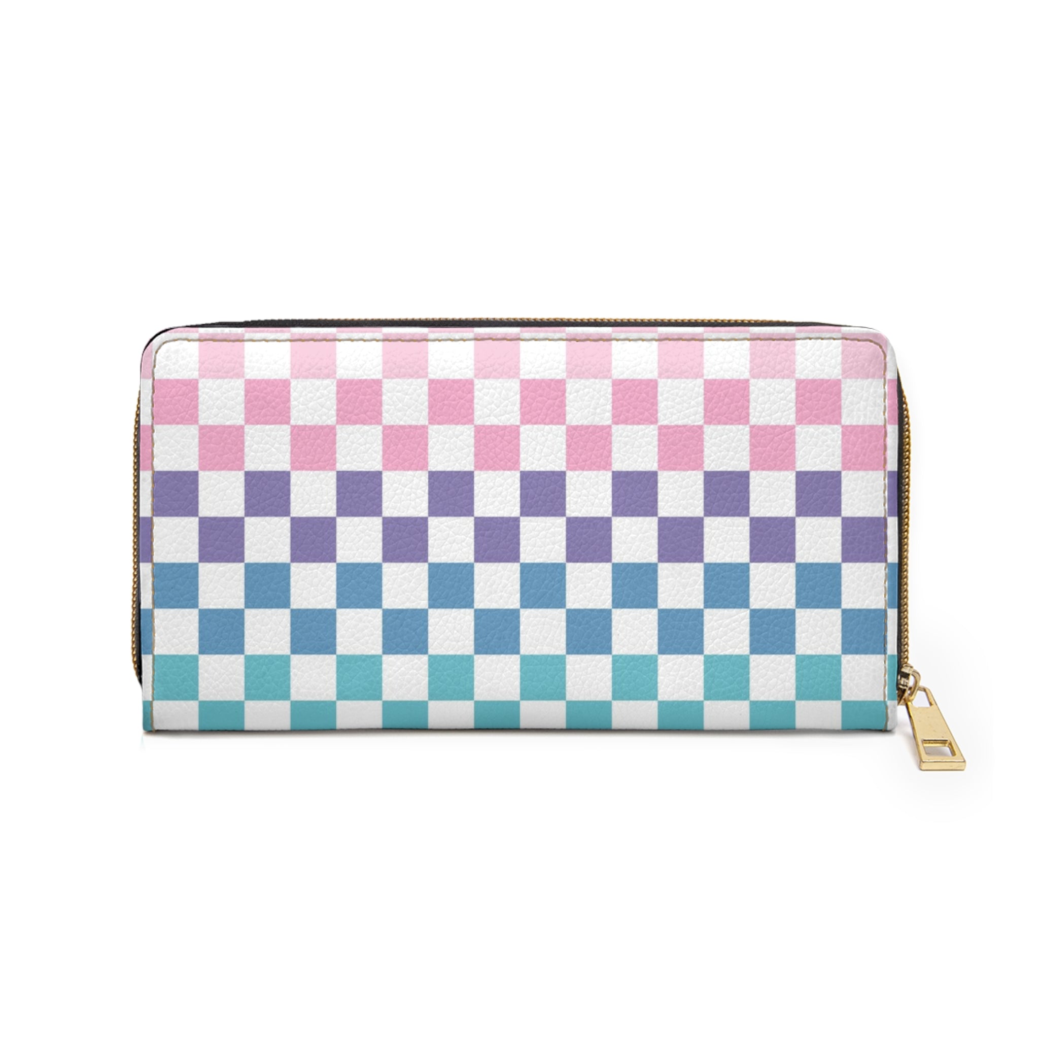Vaporwave Rainbow  Checkerboard Multi-Color Zipper Wallet, Artsulli - Art is Long, Life is Short, Accessories, , , , , , , 