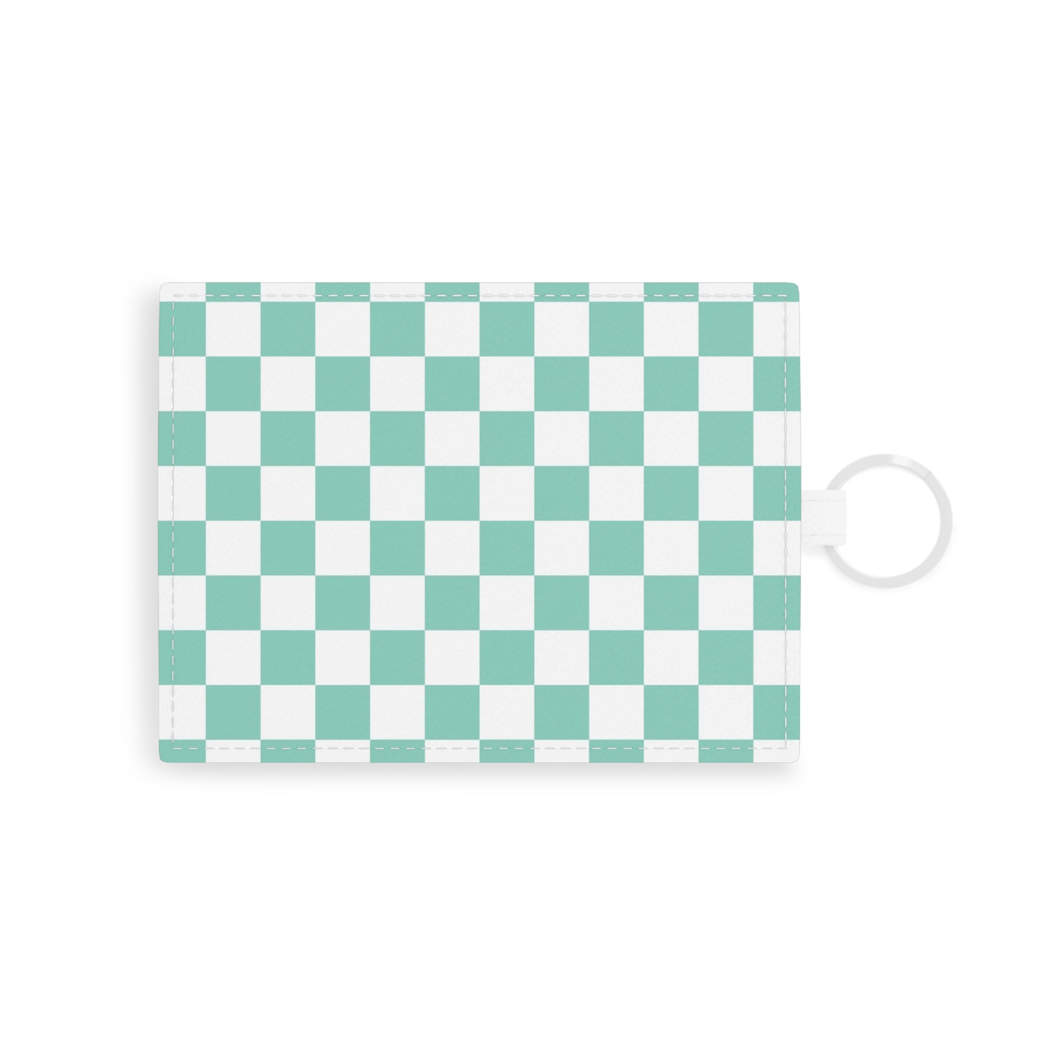 Checkerboard Light Green Saffiano Leather Card Holder, Artsulli - Art is Long, Life is Short, Accessories, Size, One size, Color, White, , , 32618394949451922609