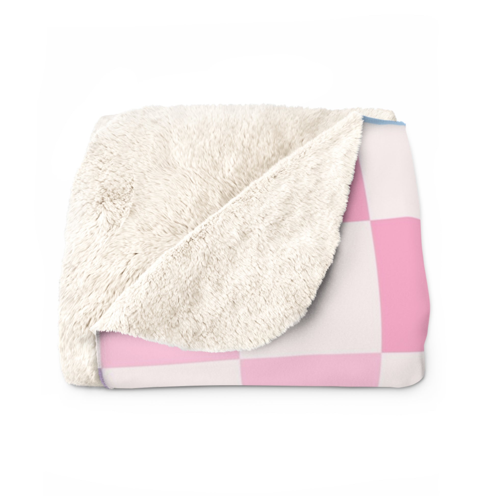 Checkerboard Pink and Blue Sherpa Fleece Blanket, Artsulli - Art is Long, Life is Short, Home Decor, , , , , , , 