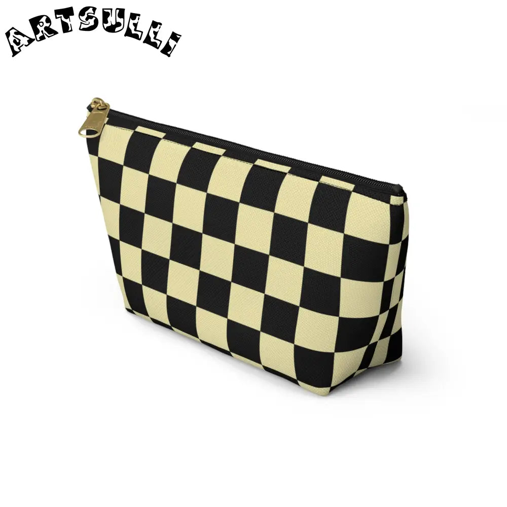 JAKKOUTTHEBXX Checkerboard Black and Yellow Accessory Pouch w