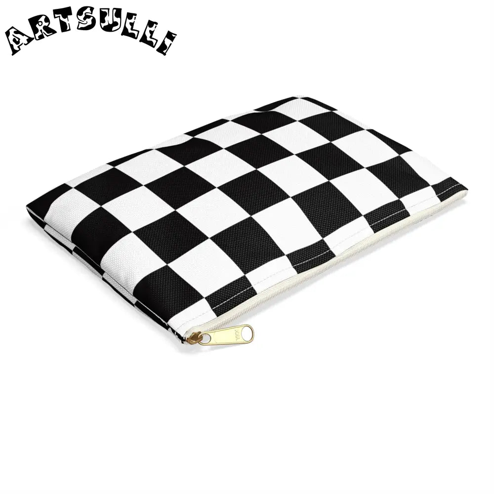 JAKKOUTTHEBXX Checkerboard Black and White Accessory Pouch