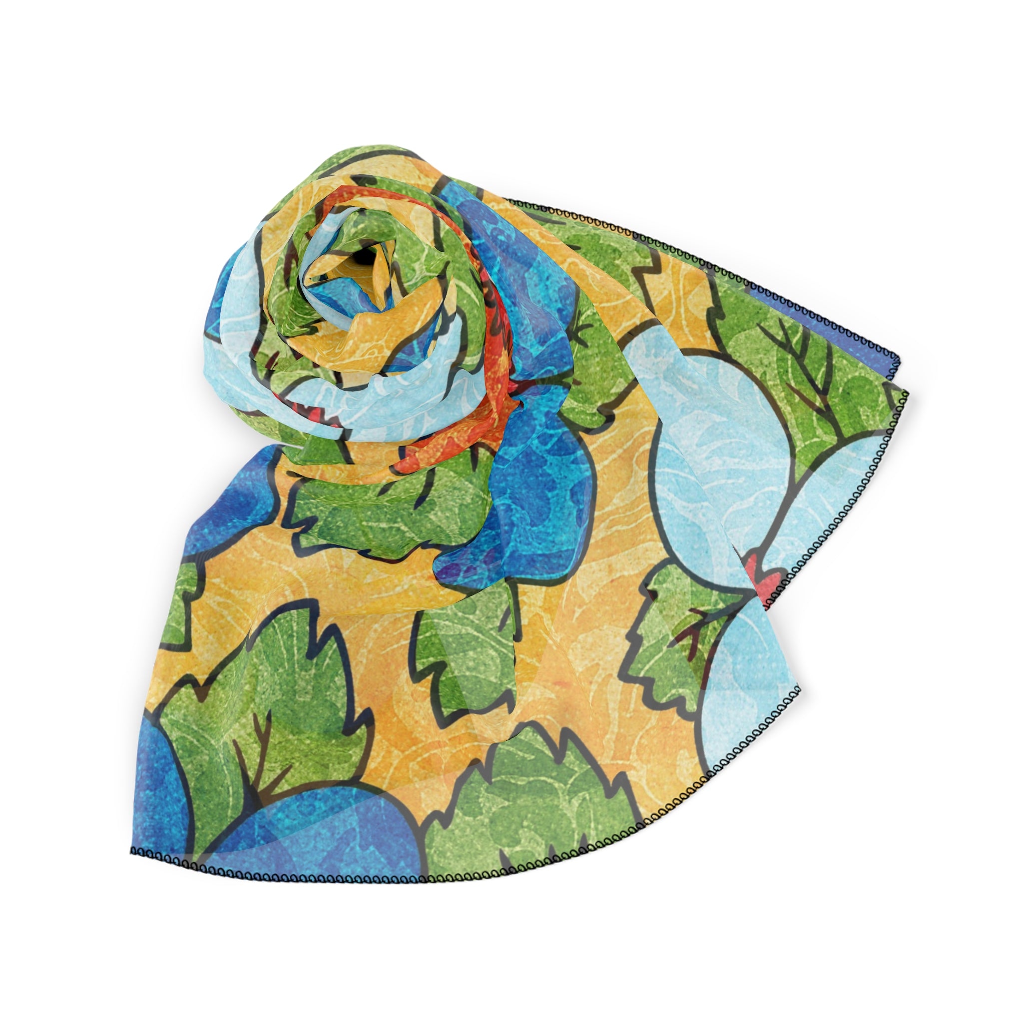 Groovy Yellow Floral Kl Poly Scarf, Artsulli - Art is Long, Life is Short, Accessories, , , , , , , 