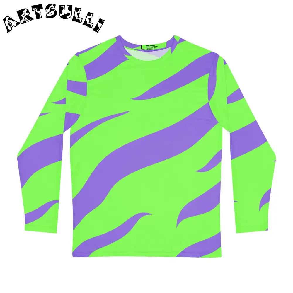 JAKKOUTTHEBXX Tyrannosaurus Print Green and Purple Men’s Long Sleeve