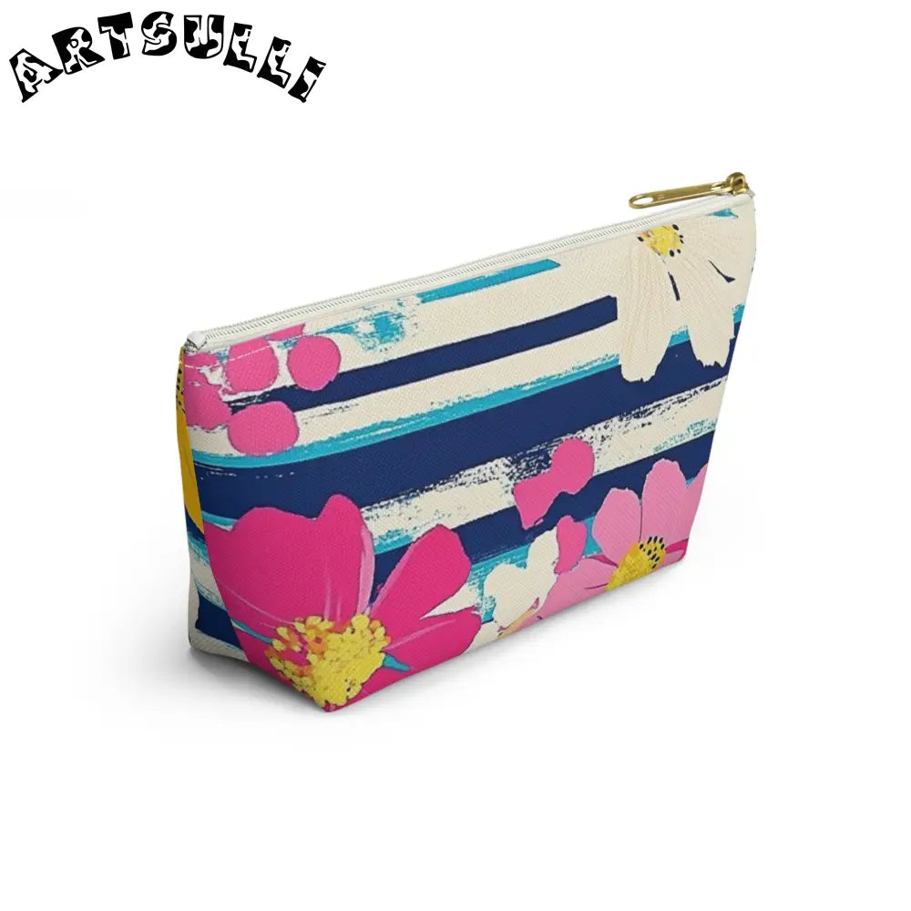 JAKKOUTTHEBXX Dayglo Floral Stripes II Multi-Color Accessory Pouch w