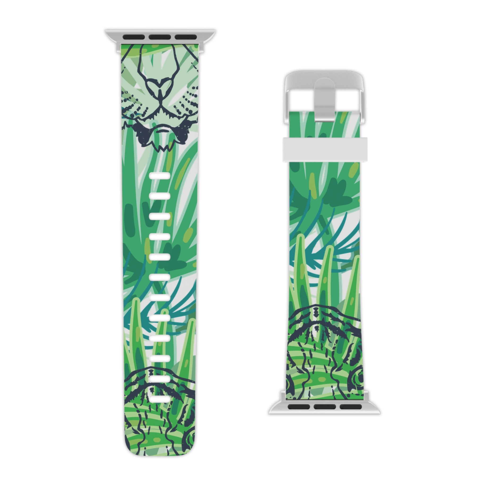 Tropical Jungle Tigers Green Watch Band for Apple Watch, Artsulli - Art is Long, Life is Short, Accessories, , , , , , , 