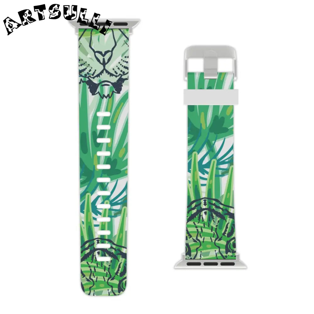 JAKKOUTTHEBXX Tropical Jungle Tigers Green Watch Band for Apple