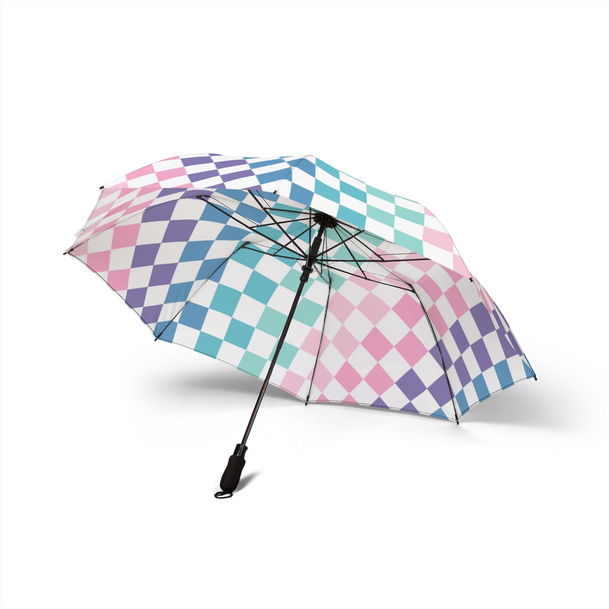 Vaporwave Rainbow  Checkerboard Multi-Color Semi-Automatic Foldable Umbrella, Artsulli - Art is Long, Life is Short, Accessories, , , , , , , 