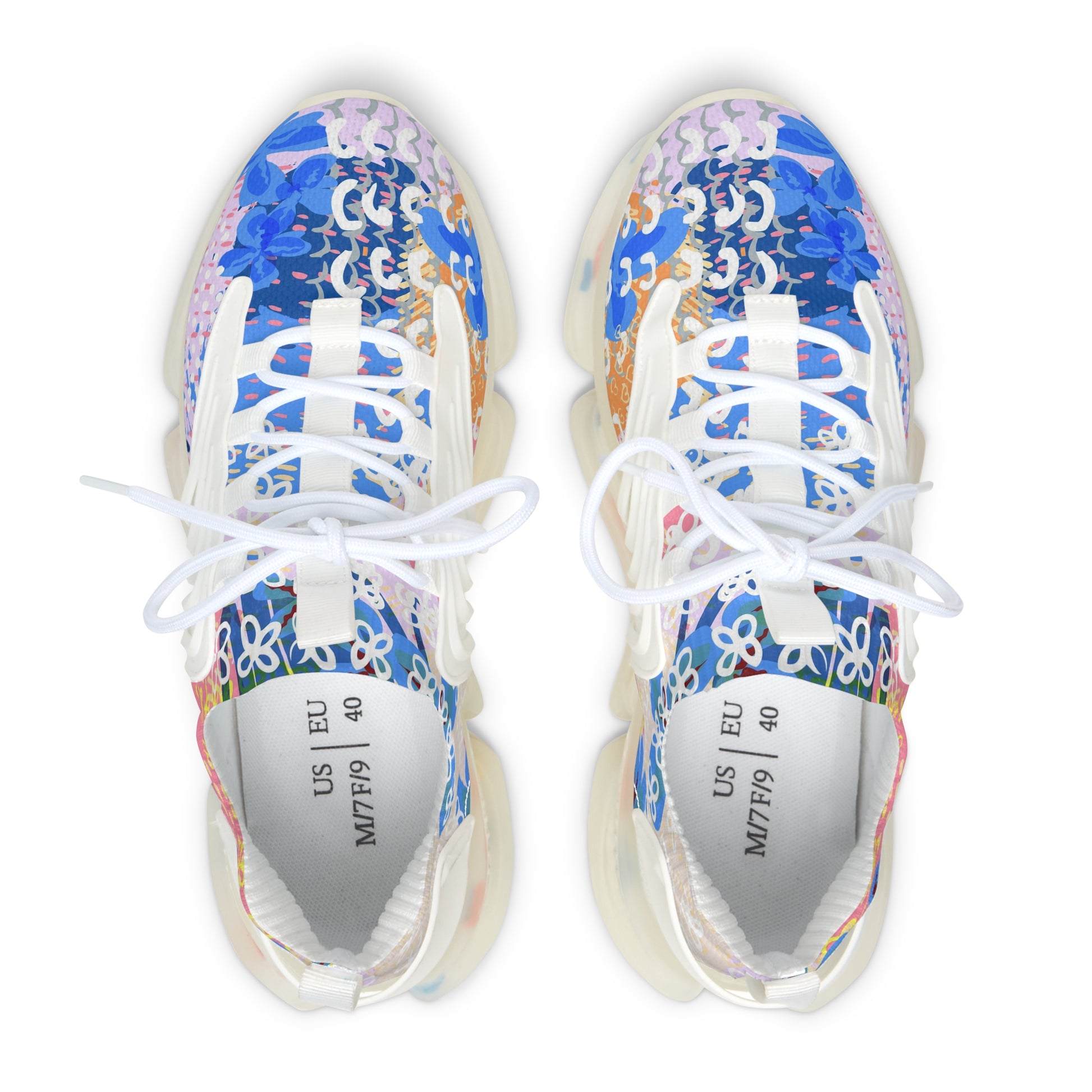 Flowers x Doodles x Hearts Multi-Color Women's Mesh Sneakers, Artsulli - Art is Long, Life is Short, Shoes, , , , , , , 
