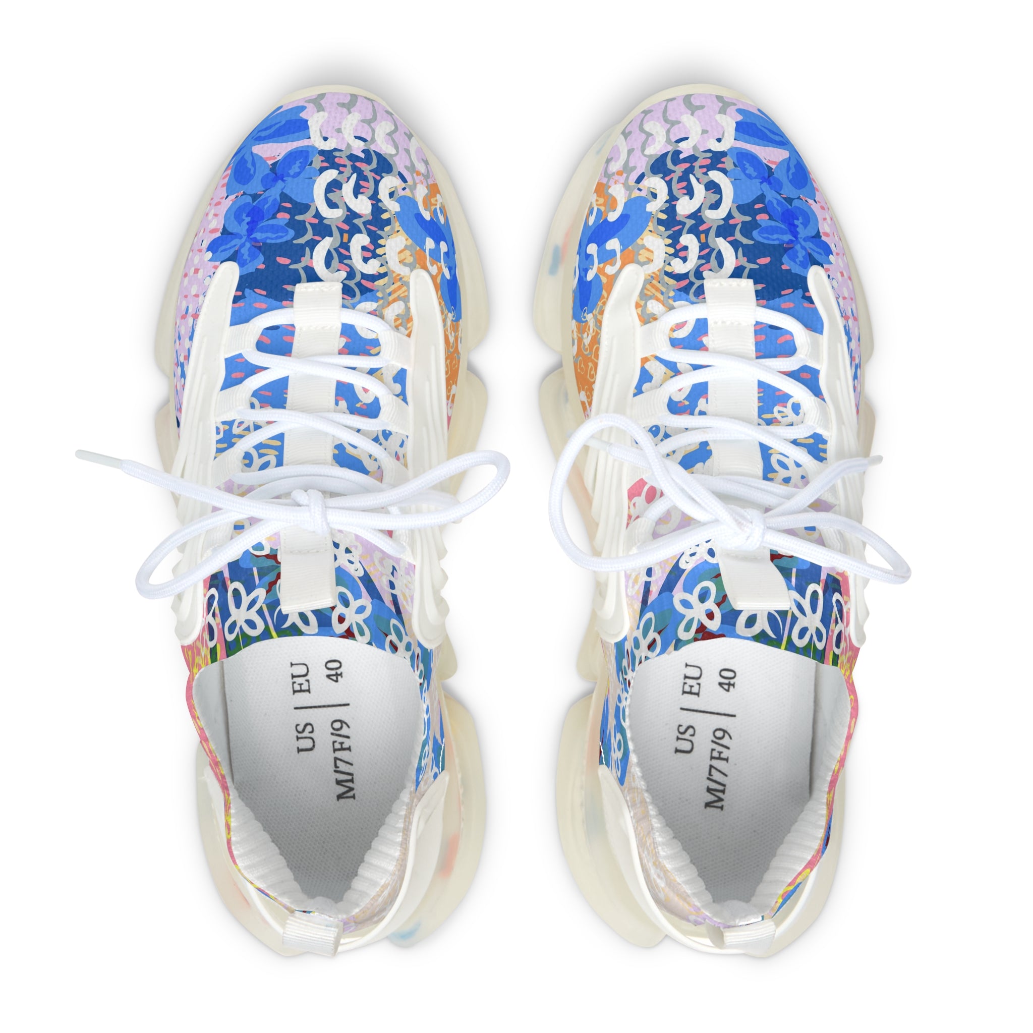 Flowers x Doodles x Hearts Multi-Color Women's Mesh Sneakers, Artsulli - Art is Long, Life is Short, Shoes, , , , , , , 
