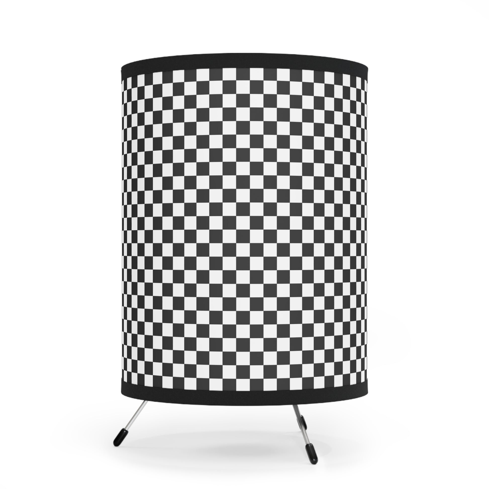 Checkerboard White and Black Tripod Lamp with High-Res Printed Shade, US\CA plug, Artsulli - Art is Long, Life is Short, Home Decor, , , , , , , 