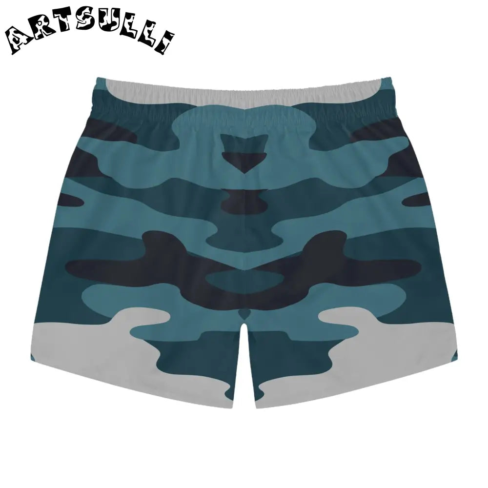 JAKKOUTTHEBXX Blue Camouflage Swim Trunks (AOP) JAKKOUTTHEBXX