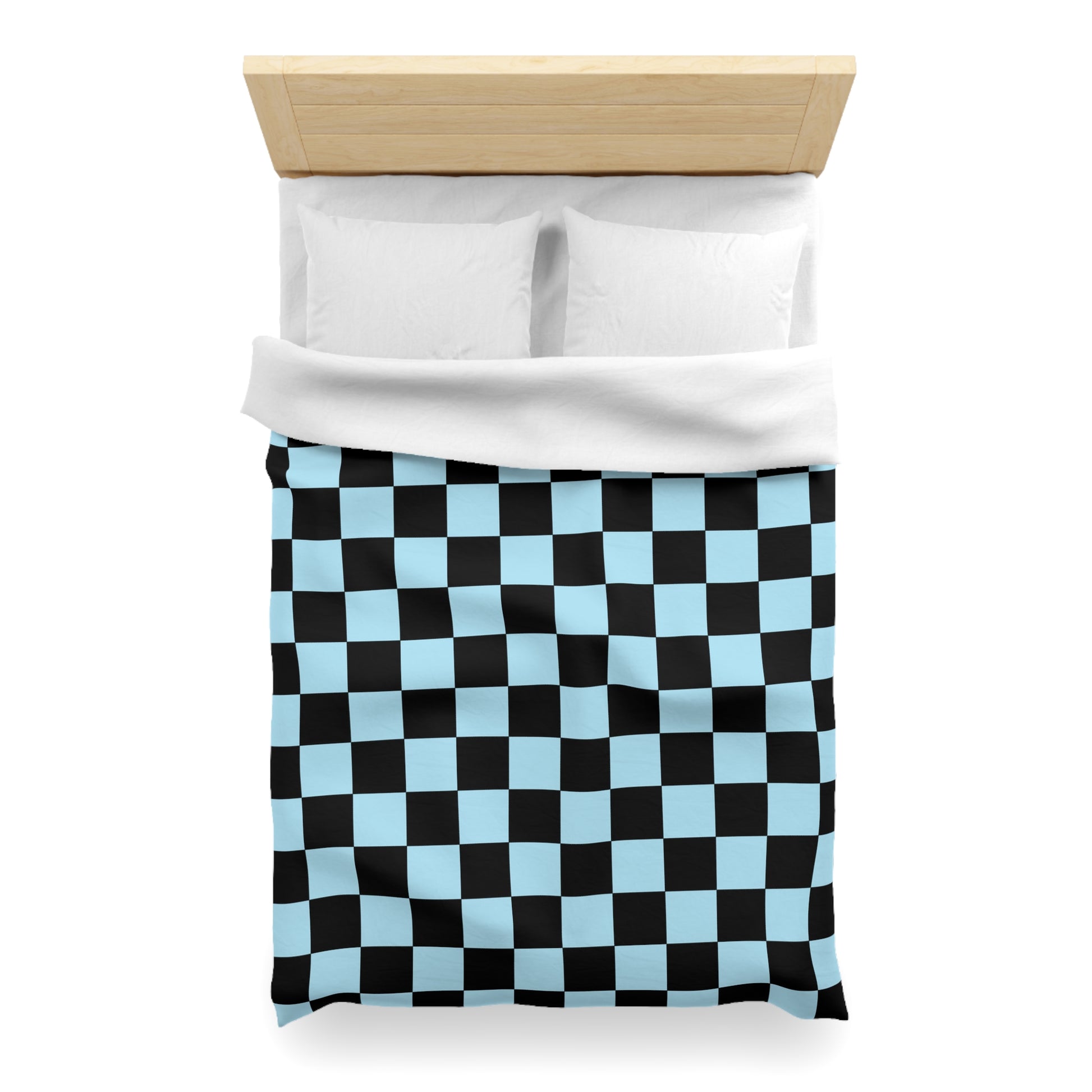 Checkerboard Black and Blue Microfiber Duvet Cover, Artsulli - Art is Long, Life is Short, Home Decor, , , , , , , 