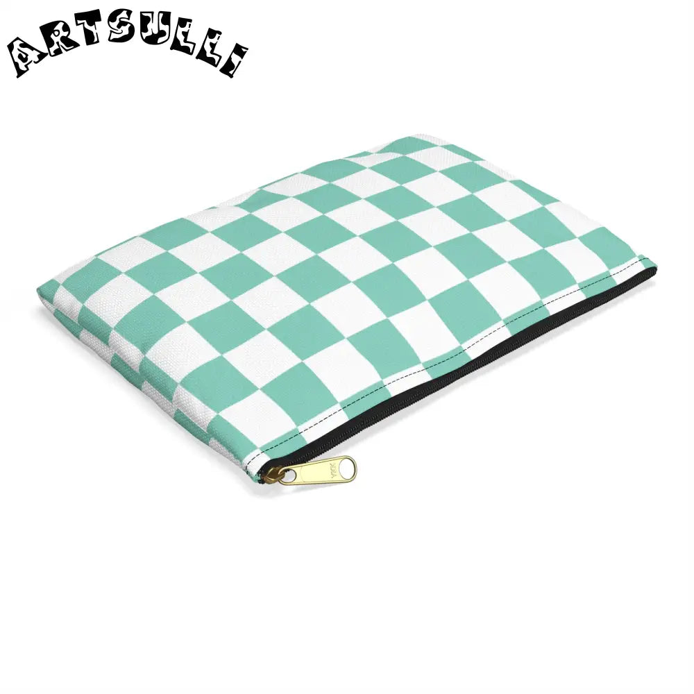 JAKKOUTTHEBXX Checkerboard Light Green Accessory Pouch JAKKOUTTHEBXX