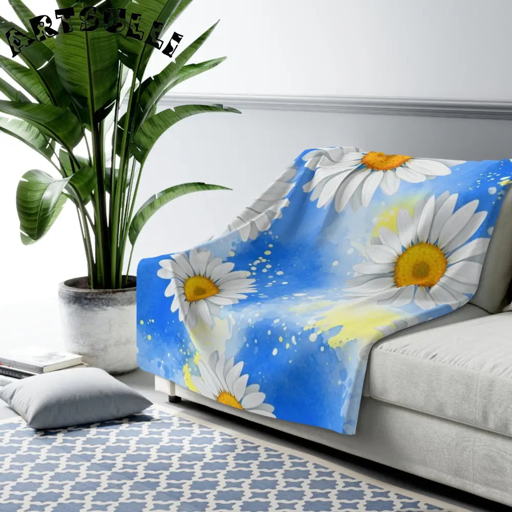 JAKKOUTTHEBXX Daisies Sherpa Fleece Blanket JAKKOUTTHEBXX Artsulli