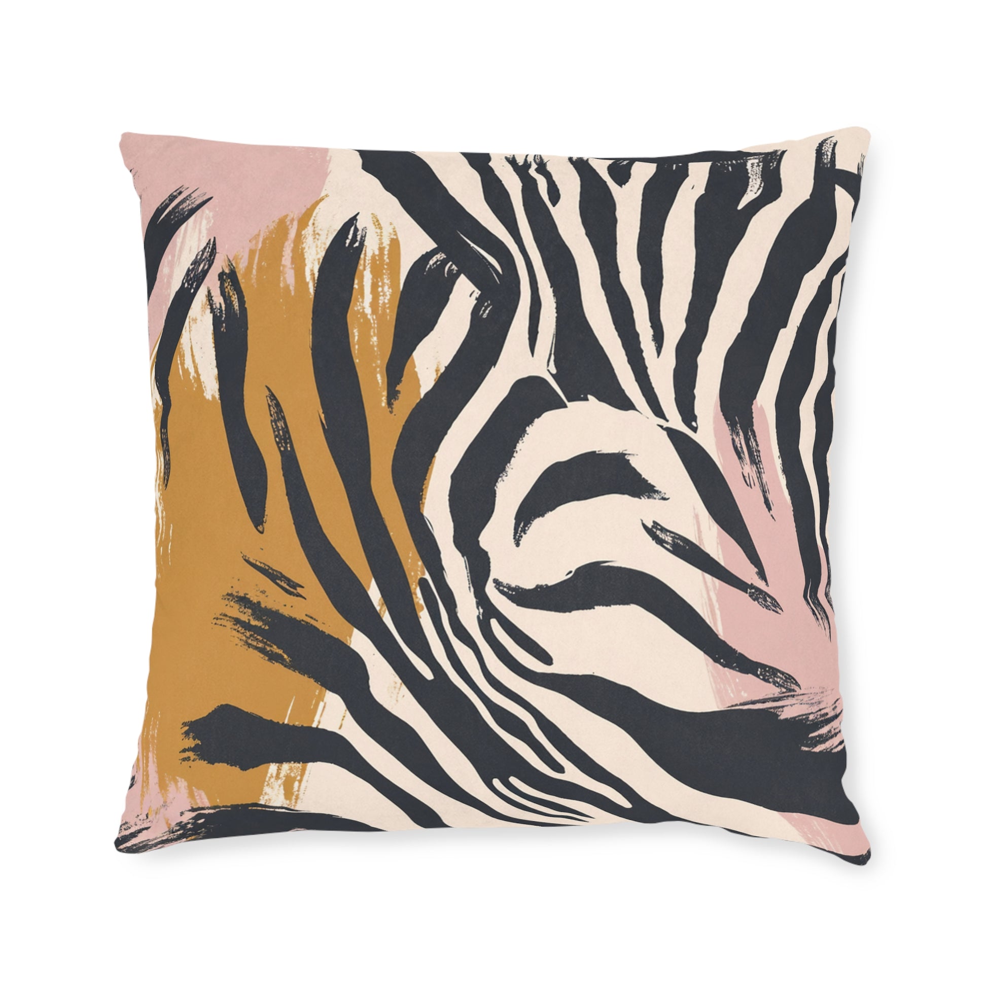 Beige Zebra Jungle Flats Square Pillow, Artsulli - Art is Long, Life is Short, Home Decor, Size, 22" × 22", , , , , 73062735678156