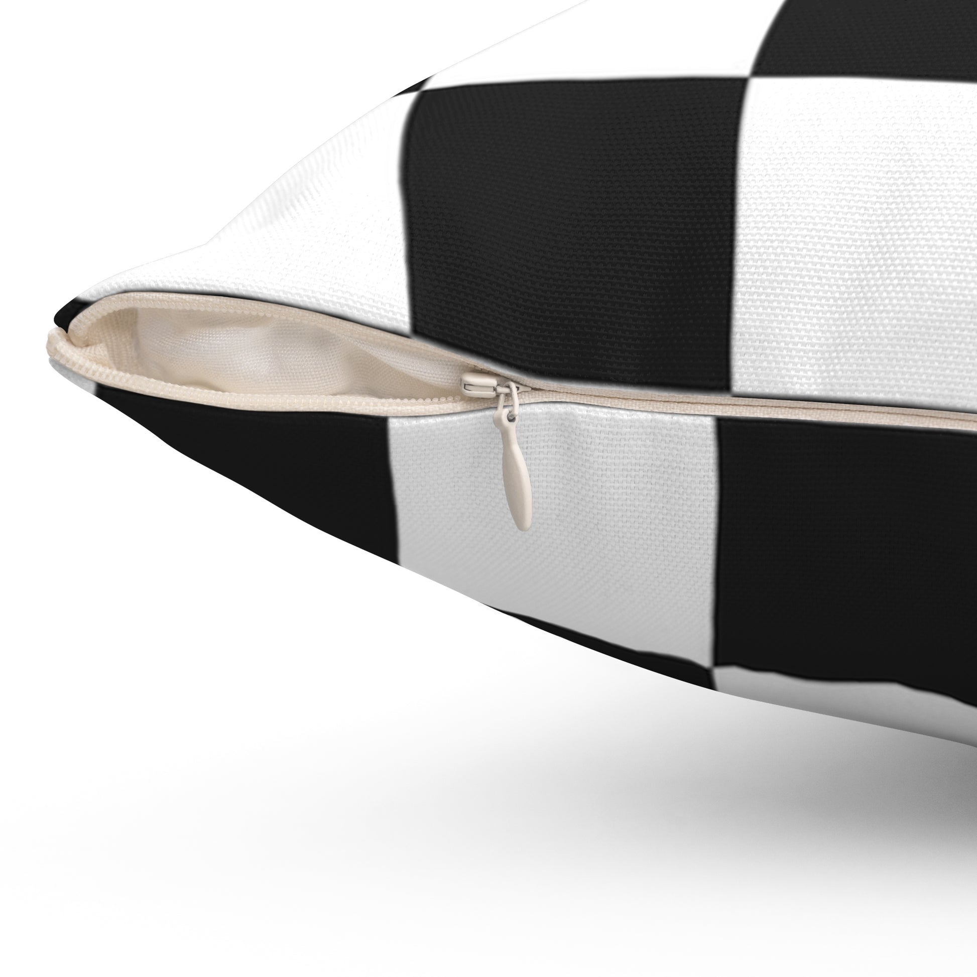 Checkerboard White and Black Spun Polyester Square Pillow, Artsulli - Art is Long, Life is Short, Home Decor, , , , , , , 