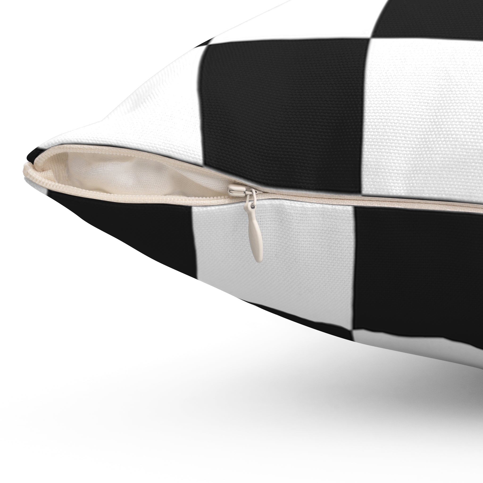 Checkerboard White and Black Spun Polyester Square Pillow, Artsulli - Art is Long, Life is Short, Home Decor, , , , , , , 