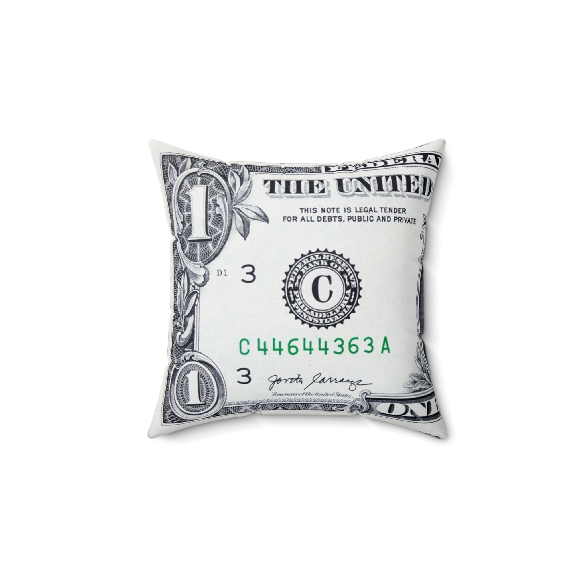 Money Collage Spun Polyester Square Pillow, Artsulli - Art is Long, Life is Short, Home Decor, Size, 14" × 14", , , , , 83572631209977