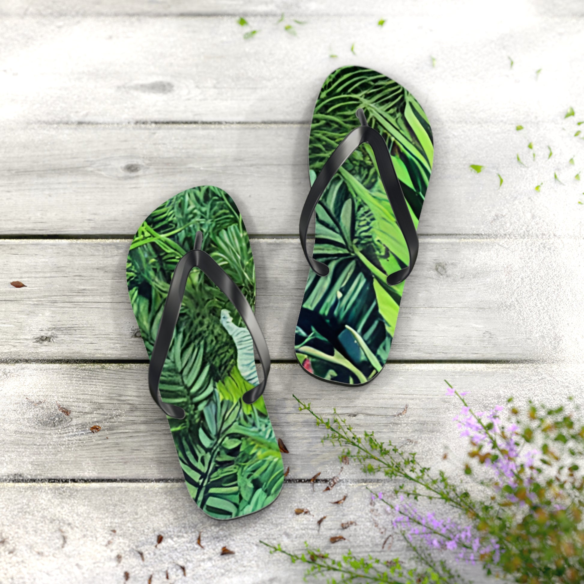 Jungle Zebra Art Flip Flops, Artsulli - Art is Long, Life is Short, Shoes, , , , , , , 