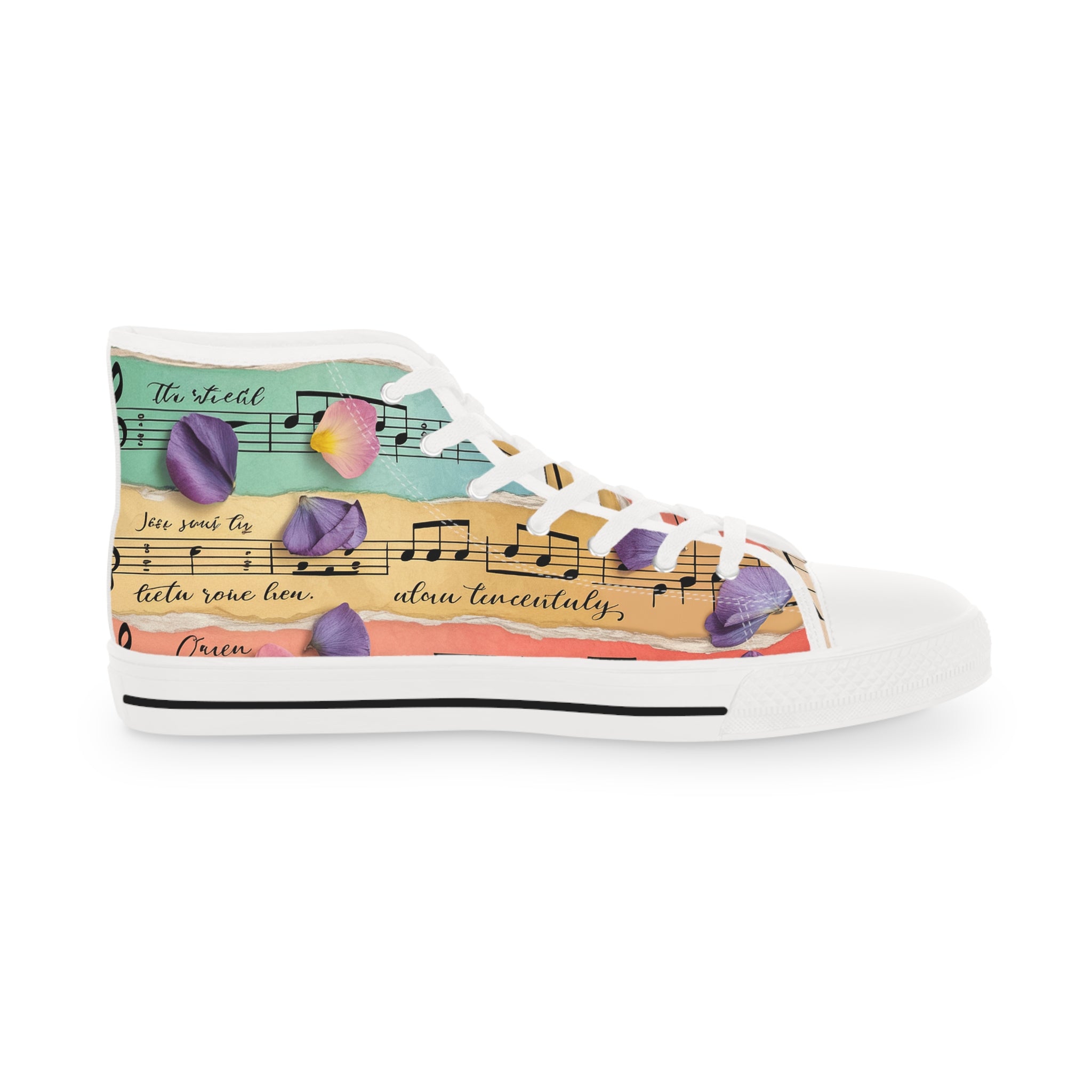 Torn Type Beat Sheet Music Multi-Color Men's High Top Sneakers, Artsulli - Art is Long, Life is Short, Shoes, , , , , , , 