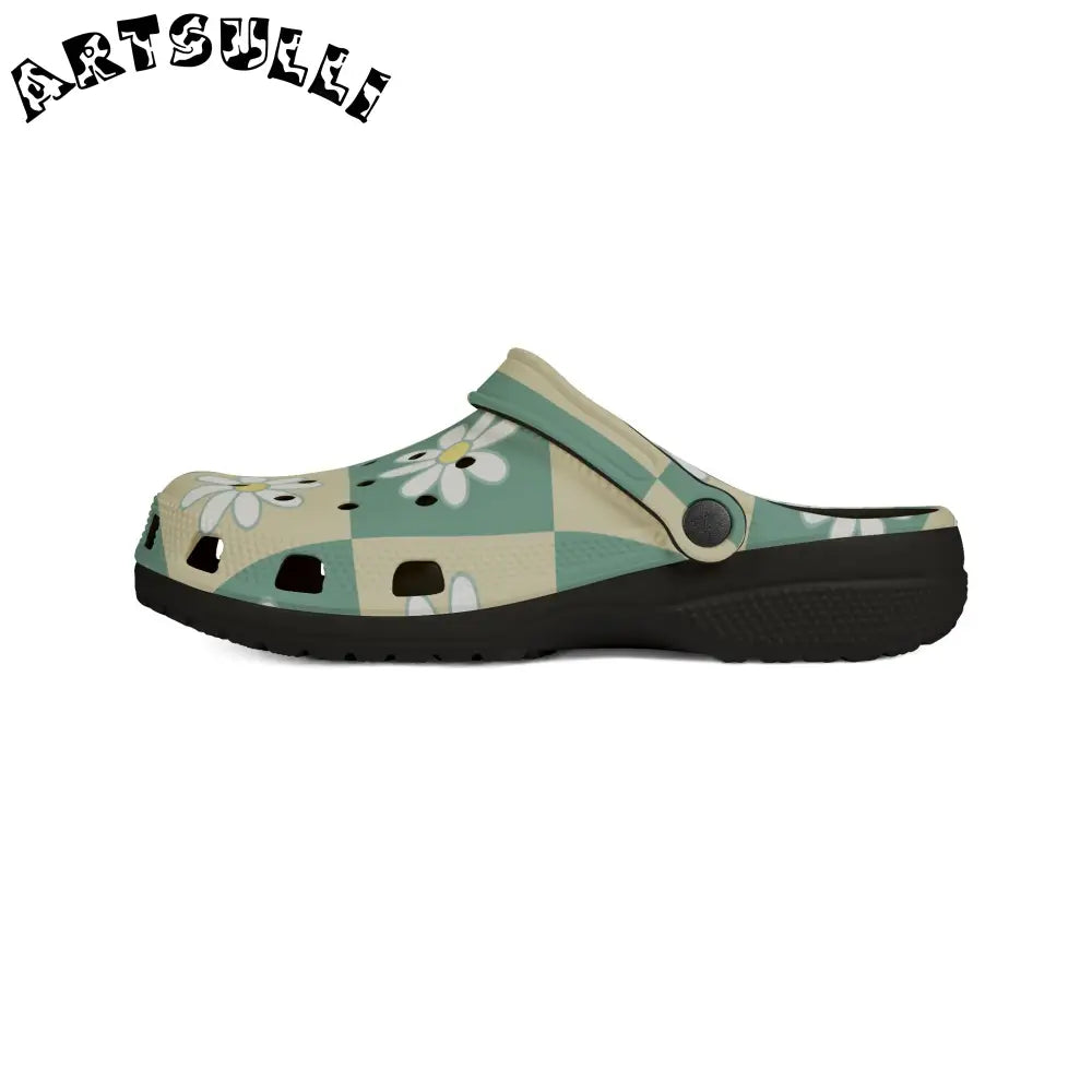 JAKKOUTTHEBXX Retro Daisy Checkerboard Green and Tan EVA Foam Rubber