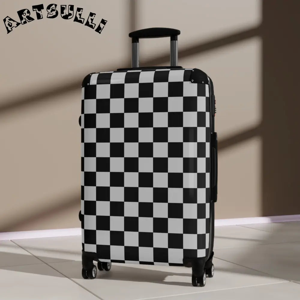 JAKKOUTTHEBXX Checkered Carry On Luggage with Adjustable Handle