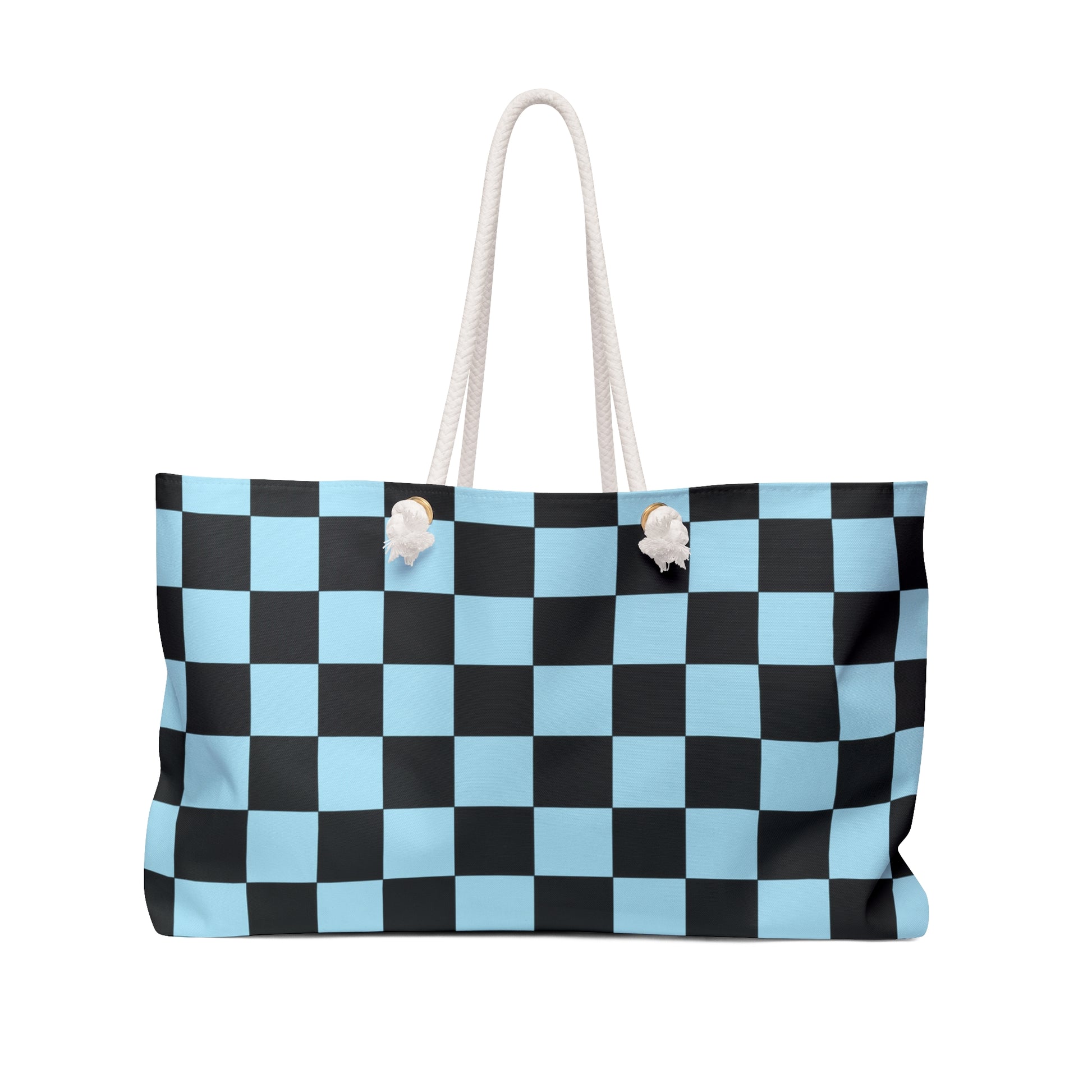 Checkerboard Black and Blue Weekender Bag, Artsulli - Art is Long, Life is Short, Bags, Size, 24" × 13", , , , , 60029023276055184054