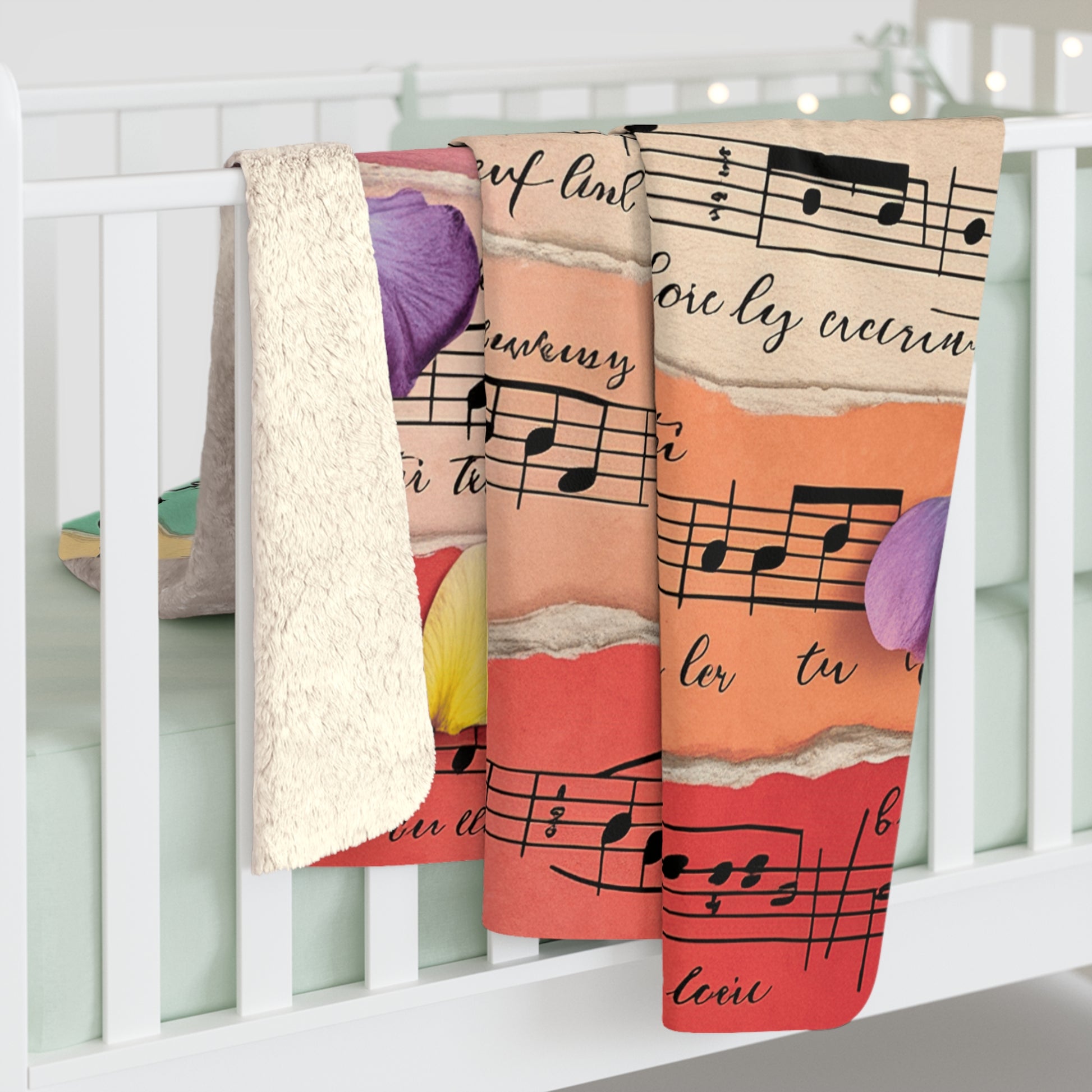 Torn Type Beat Sheet Music Multi-Color Sherpa Fleece Blanket, Artsulli - Art is Long, Life is Short, Home Decor, , , , , , , 