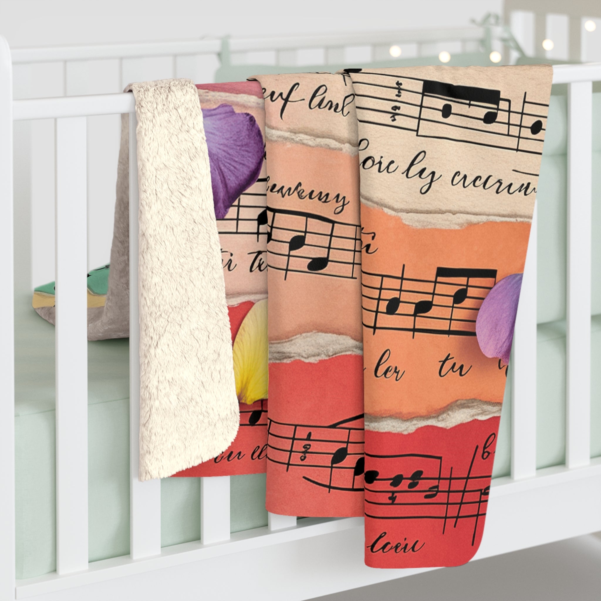 Torn Type Beat Sheet Music Multi-Color Sherpa Fleece Blanket, Artsulli - Art is Long, Life is Short, Home Decor, , , , , , , 
