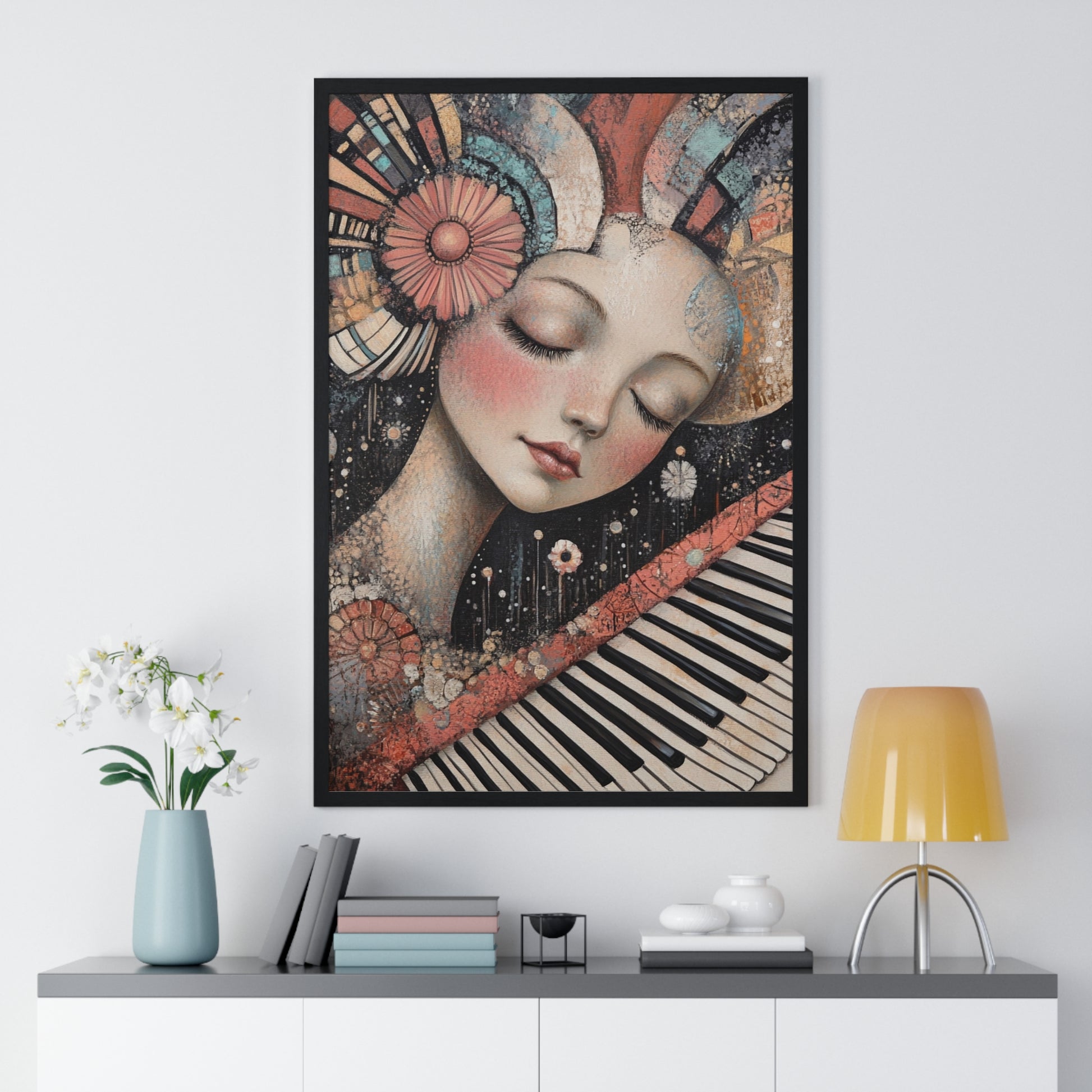 Queen Of Piano Dreams Vertical Framed Poster, Artsulli - Art is Long, Life is Short, Poster, , , , , , , 