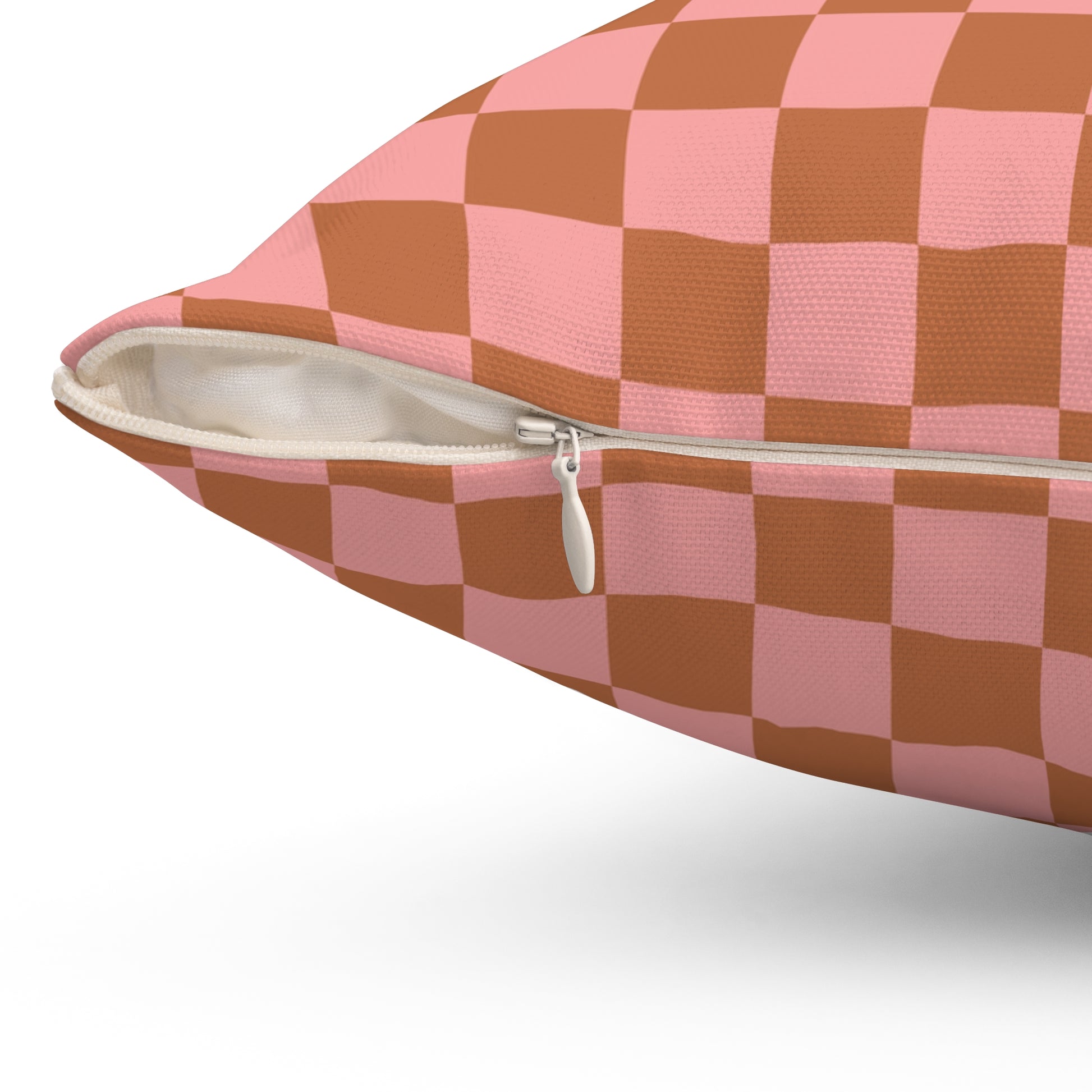 Chessboard Pink and Brown Spun Polyester Square Pillow, Artsulli - Art is Long, Life is Short, Home Decor, , , , , , , 