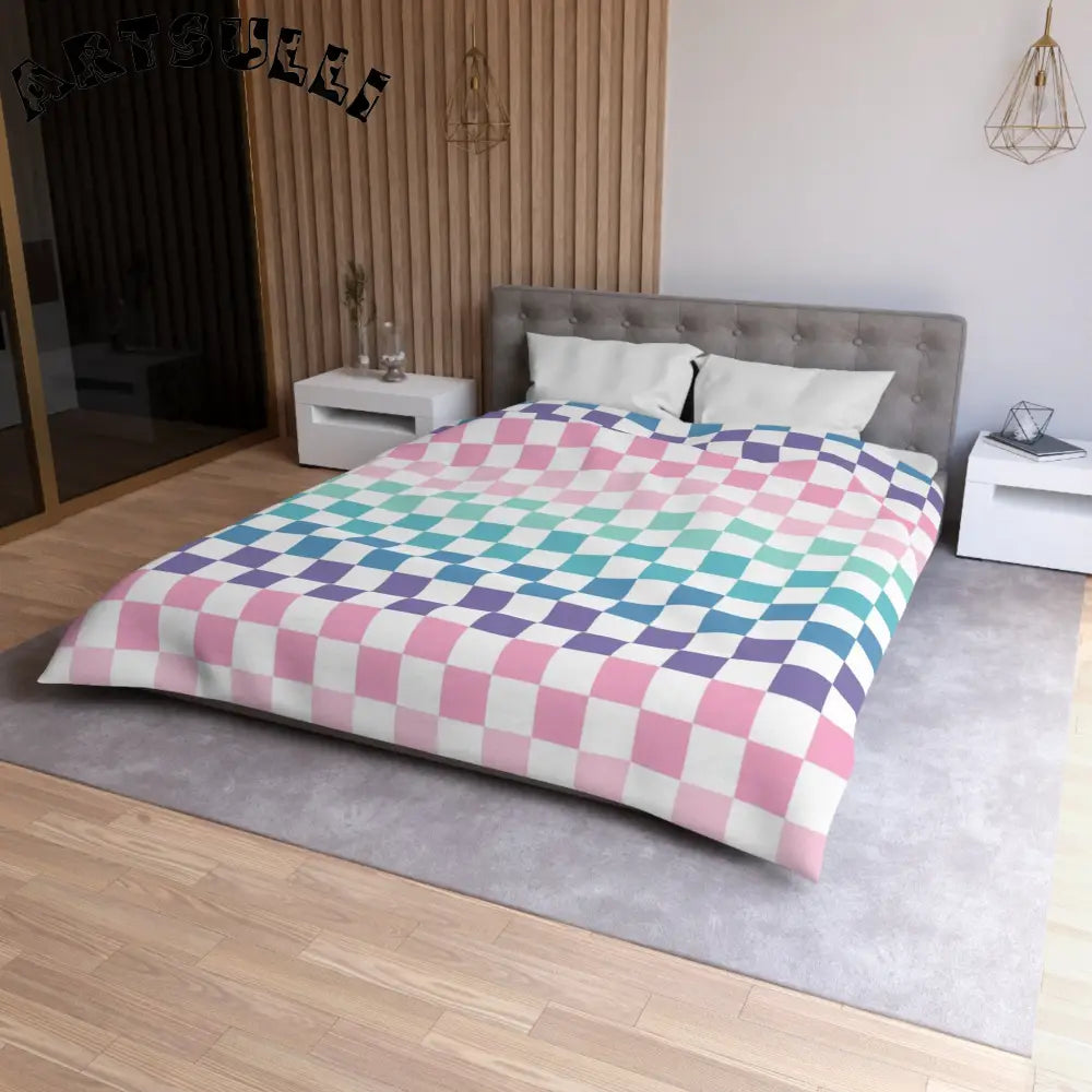 JAKKOUTTHEBXX Vaporwave Rainbow Checkerboard Multi-Color Microfiber