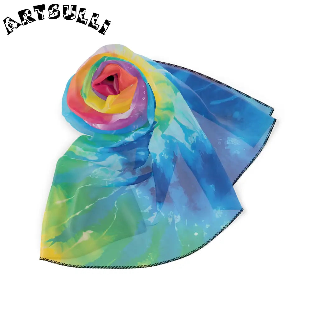 JAKKOUTTHEBXX Rainbow Tie-Dye Spiral Art Printed Scarf 2025