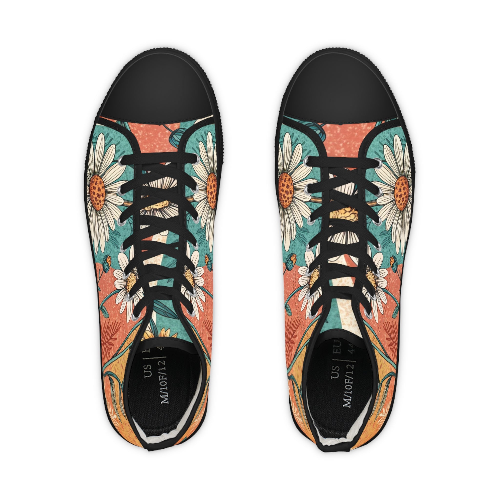 Retro Daisy Dream Men's High Top Sneakers, Artsulli - Art is Long, Life is Short, Shoes, , , , , , , 