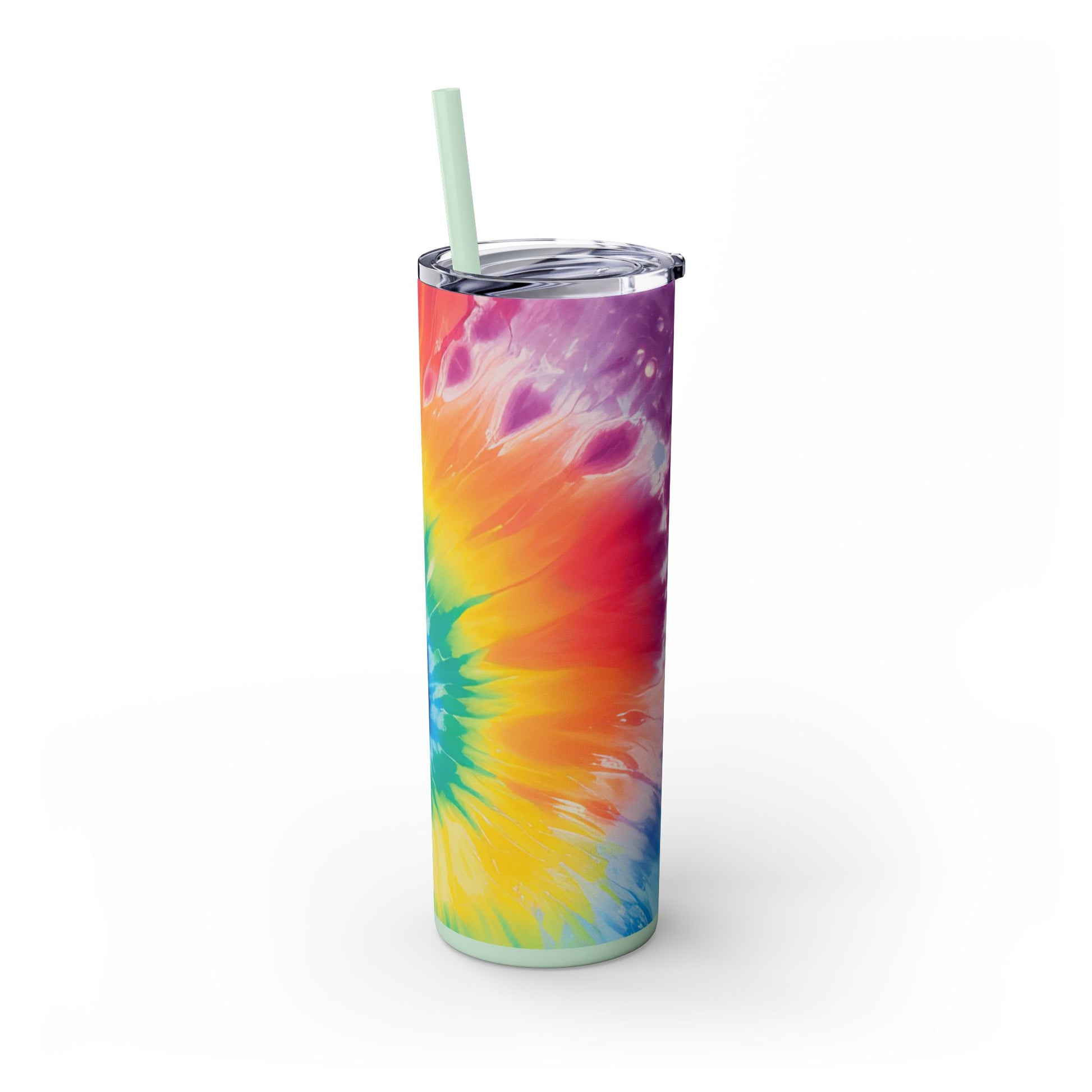 Tie Dye Skinny Tumbler with Straw, 20oz, Artsulli - Art is Long, Life is Short, Mug, , , , , , , 