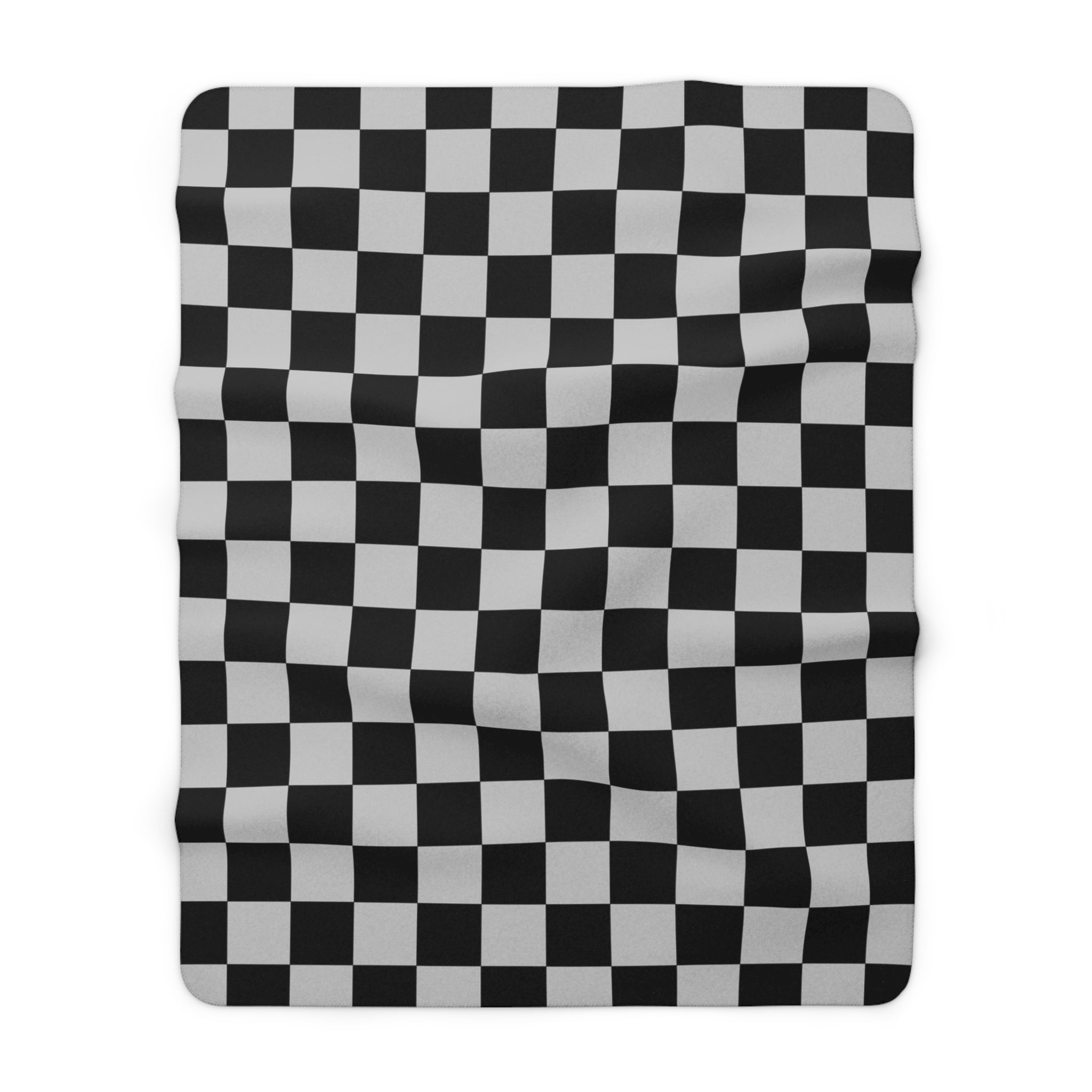 Checkerboard Dada Black and Light Gray Sherpa Fleece Blanket, Artsulli - Art is Long, Life is Short, Home Decor, Size, 60" × 80", , , , , 14439171749685118904