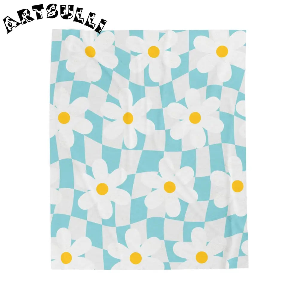 JAKKOUTTHEBXX Trippy Check Garden Velveteen Plush Blanket