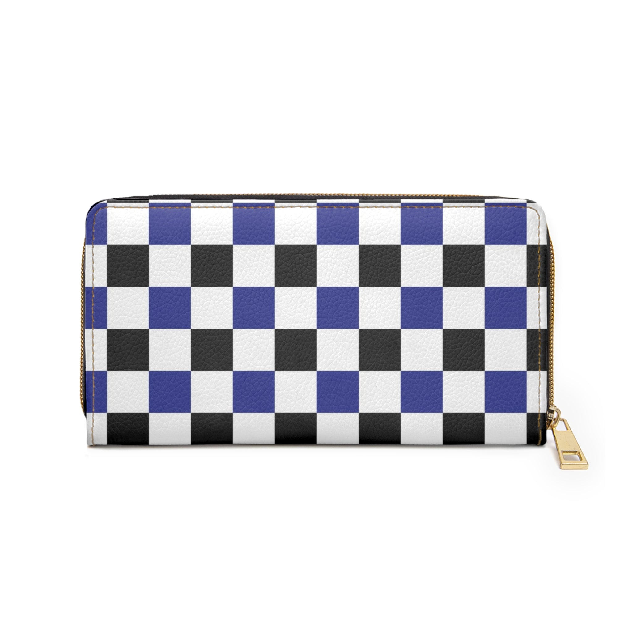 Checkerboard Blue White and Black Zipper Wallet, Artsulli - Art is Long, Life is Short, Accessories, , , , , , , 