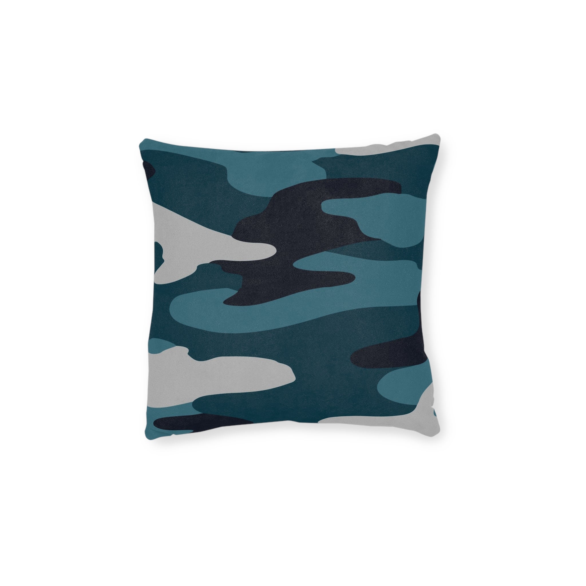 Blue Camouflage Square Pillow, Artsulli - Art is Long, Life is Short, Home Decor, Size, 12" × 12", , , , , 12014119225587