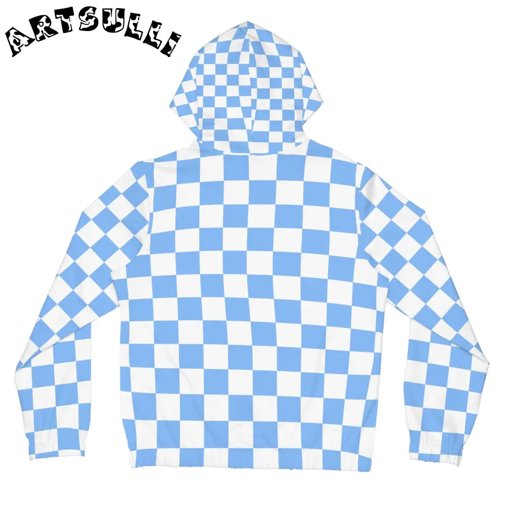 JAKKOUTTHEBXX Checkerboard White and Light Blue Women’s Full-Zip