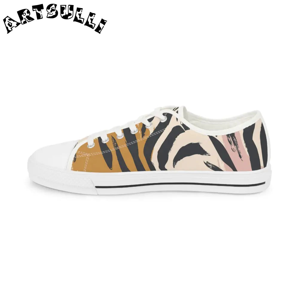 JAKKOUTTHEBXX White Canvas Sneakers with Abstract Zebra Illustration