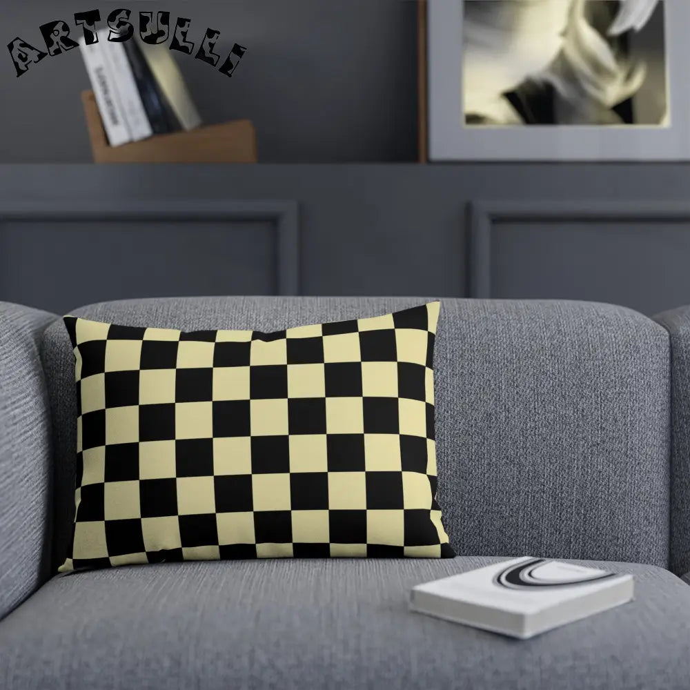 JAKKOUTTHEBXX Checkerboard Black and Yellow Cushion JAKKOUTTHEBXX