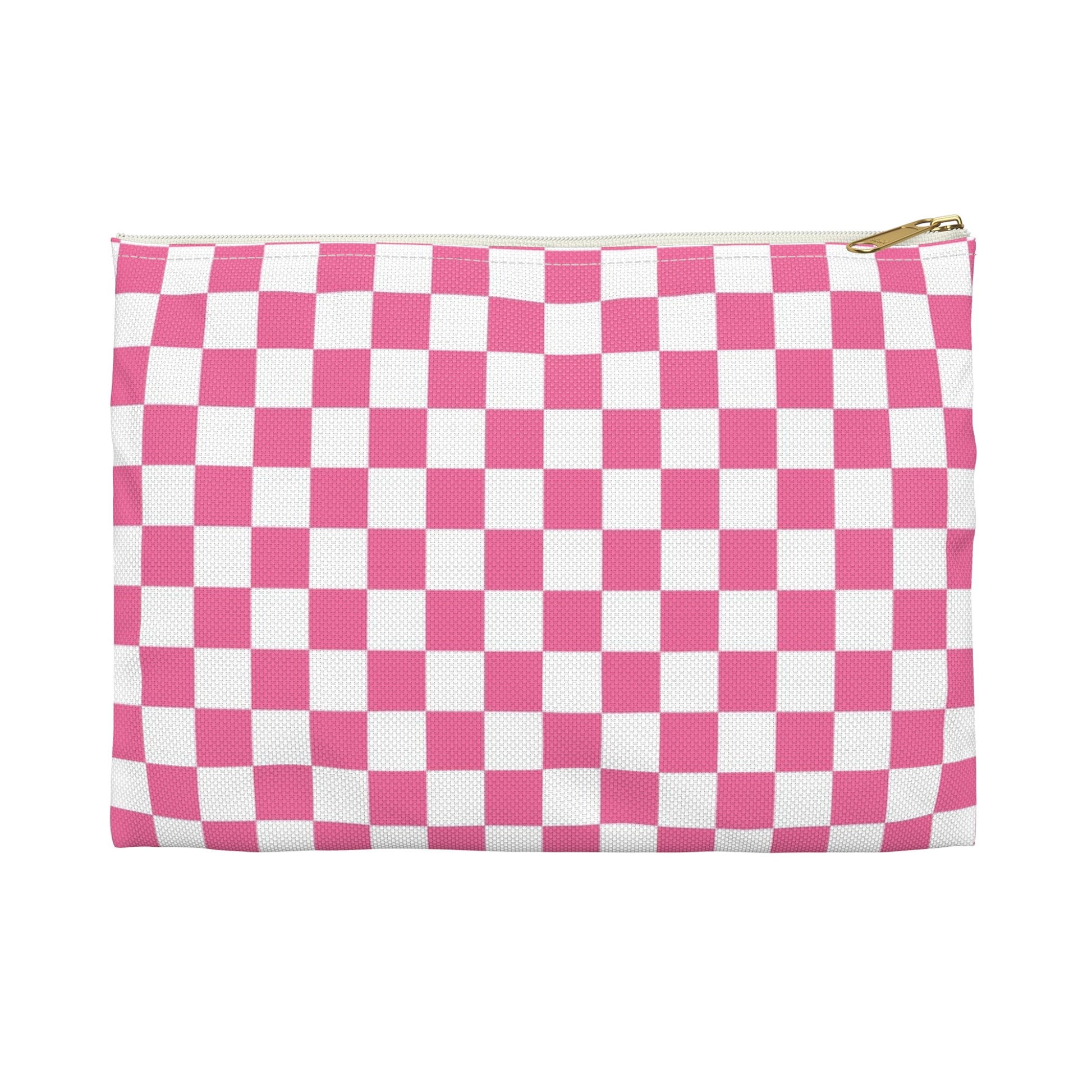 Yuyushiki Pink Check Accessory Pouch, Artsulli - Art is Long, Life is Short, Bags, Size, Small, Color, White zipper, , , 17965306114863361994