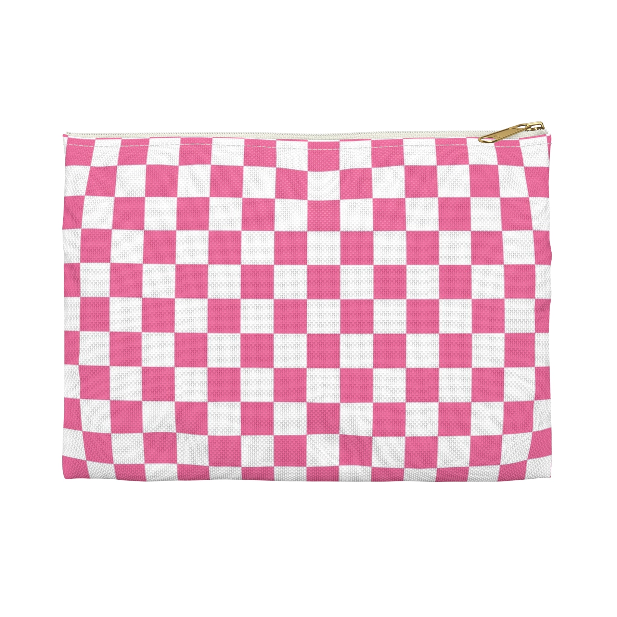 Yuyushiki Pink Check Accessory Pouch, Artsulli - Art is Long, Life is Short, Bags, Size, Small, Color, White zipper, , , 17965306114863361994
