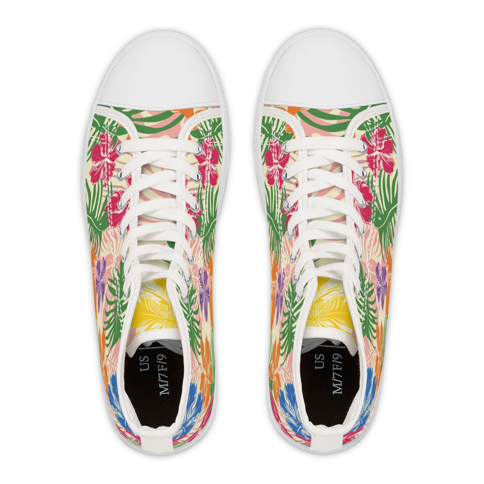 Blooming Tropical Flowers Women's High Top Sneakers, Artsulli - Art is Long, Life is Short, Shoes, , , , , , , 
