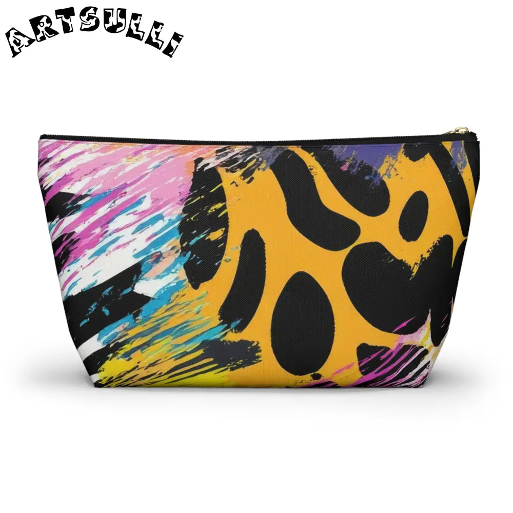 Zebra Stripes x Leapord Print x Paint Splatter Multi-Color Accessory Pouch w T-bottom, Artsulli - Art is Long, Life is Short, Bags, , , , , , , 