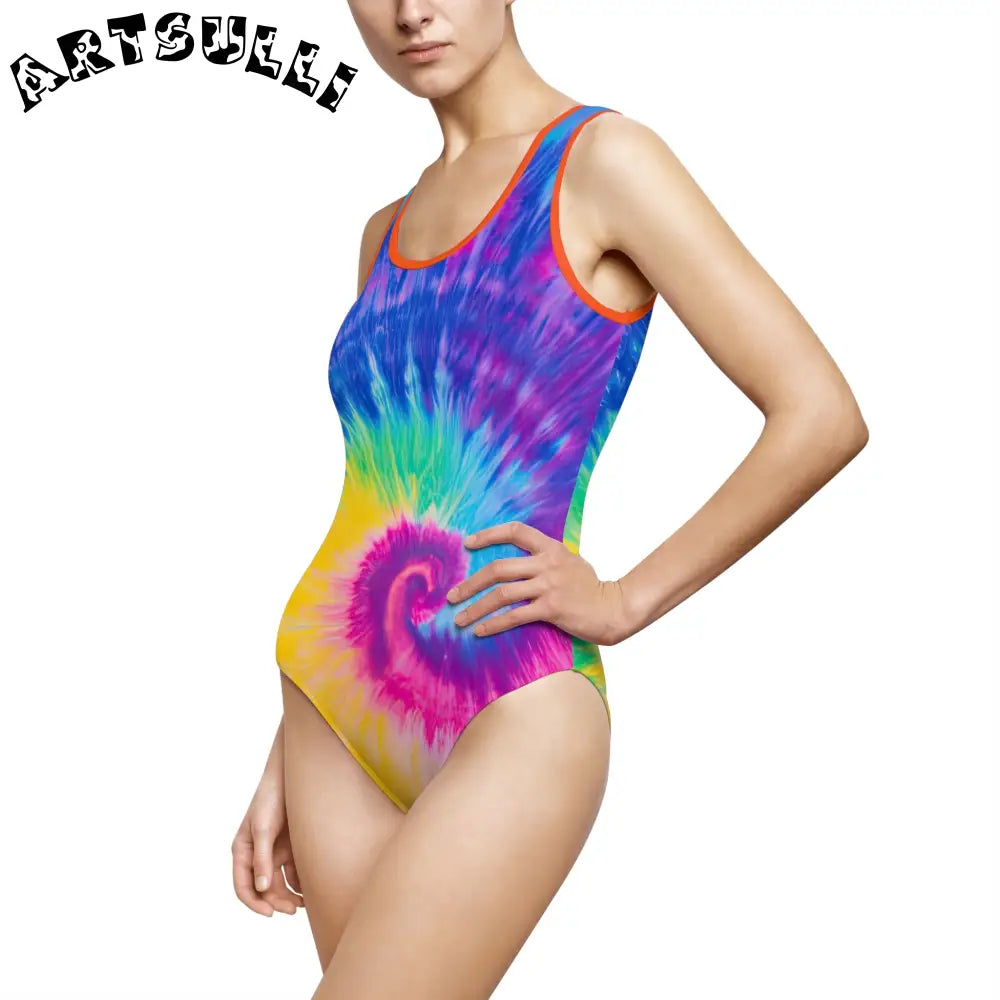 JAKKOUTTHEBXX Spiral Tie Dye Artistic Work One Piece Swimsuit 2025